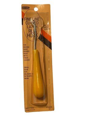Vintage Yellow Handle Penn Fine Line Curved Latch Rug Hook No.152 Rugs NOS